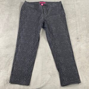 Pure Energy Pants Womens 22 Black Snakeskin Print Cropped Straight Leg Stretch